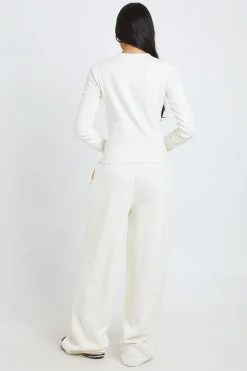 Ensemble De Survêtement Haut Long Col Rond À Manches Longues Et Pantalon De Jogging Droit Jambe Haute