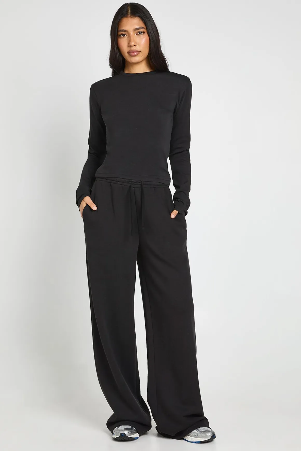 Ensemble De Survêtement Haut À Manches Longues Col Rond Et Pantalon Jogger Droit Tall