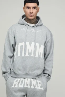 Ensemble De Survêtement Homme Tall À Casynthétiqueche Oversize Boxy Imprimée Et Pantalon Droit