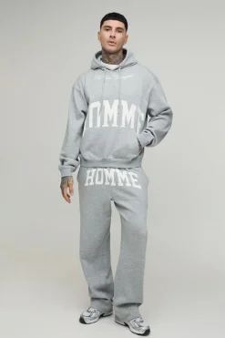 Ensemble De Survêtement Homme Tall À Casynthétiqueche Oversize Boxy Imprimée Et Pantalon Droit
