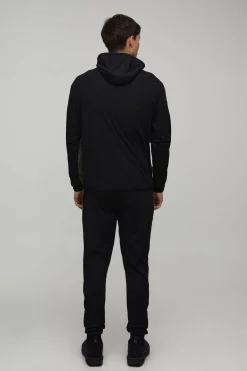 Ensemble De Survêtement Homme Coupe Régulière À Casynthétiqueche Col Montant Avec Blocs De Couleur Active