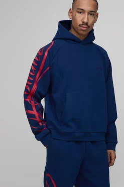 boohooMAN Ensemble De Survêtement Homme Sweat À Casynthétiqueche Oversize Boxy Avec Inscription Et Jogger Décontracté À Ourlet Fendu<Homme Survêtements Grande Taille|Tout Afficher