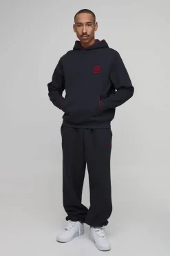 Ensemble De Survêtement Hoodie Brodé B Avec Passepoil Et Jogger Oversize Coupe Regular
