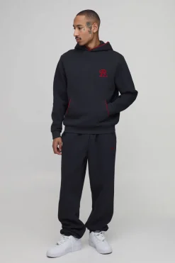 Ensemble De Survêtement Hoodie Brodé B Avec Passepoil Et Jogger Oversize Coupe Regular