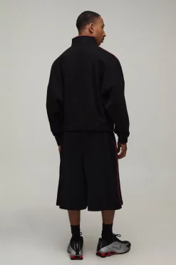 Ensemble De Survêtement Jean Short Surdimensionné Col Montant À Zip Quart