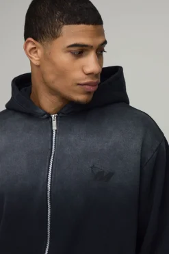 boohooMAN Ensemble De Survêtement Jort À Casynthétiqueche Zippé Étoile M Effet Ombré Délavé Coupe Oversize Boxy<Homme Survêtements Grande Taille|Tout Afficher