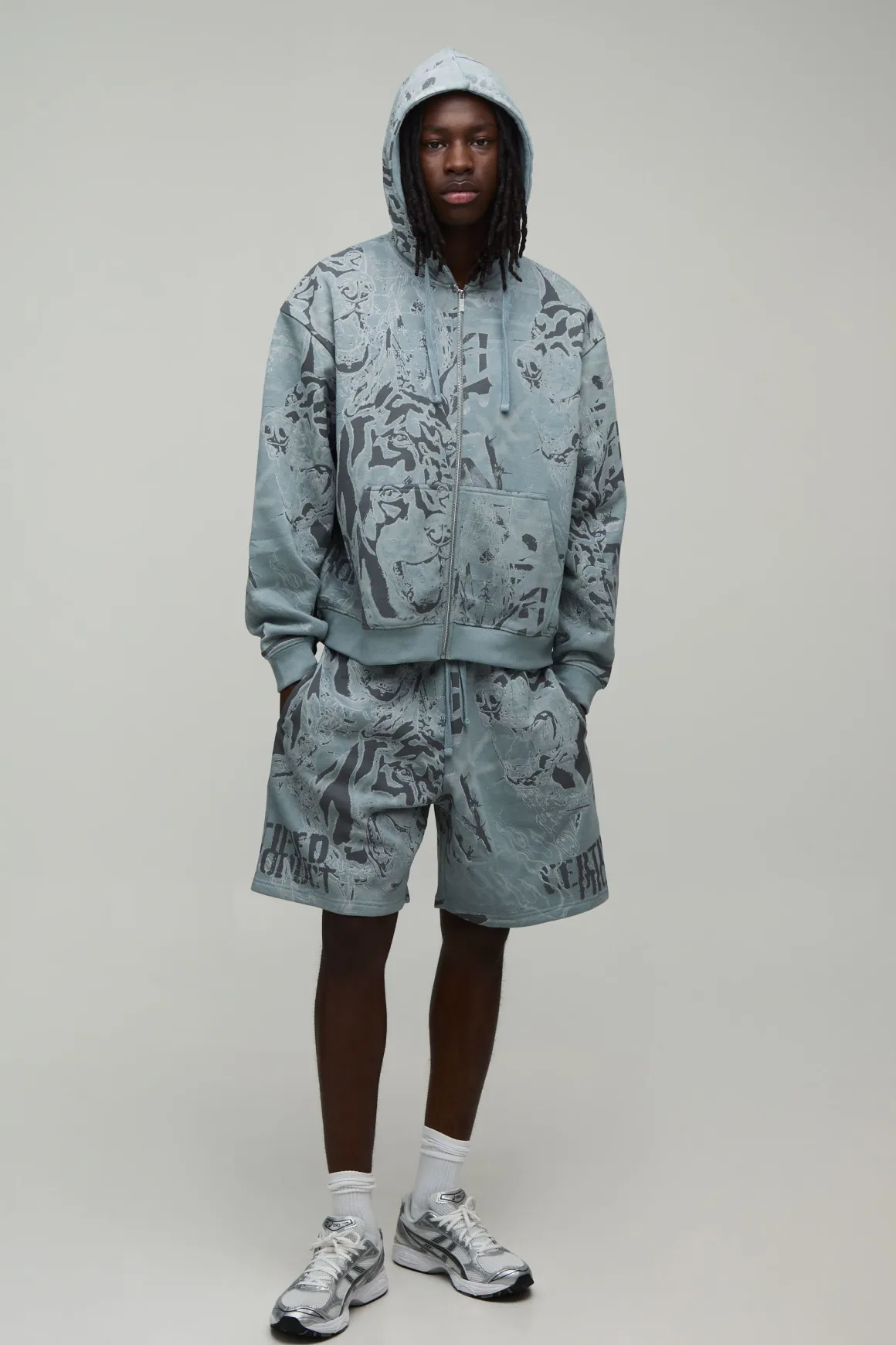 Ensemble De Survêtement Jort À Casynthétiqueche Oversize Boxy Zippé Avec Imprimé Graffiti