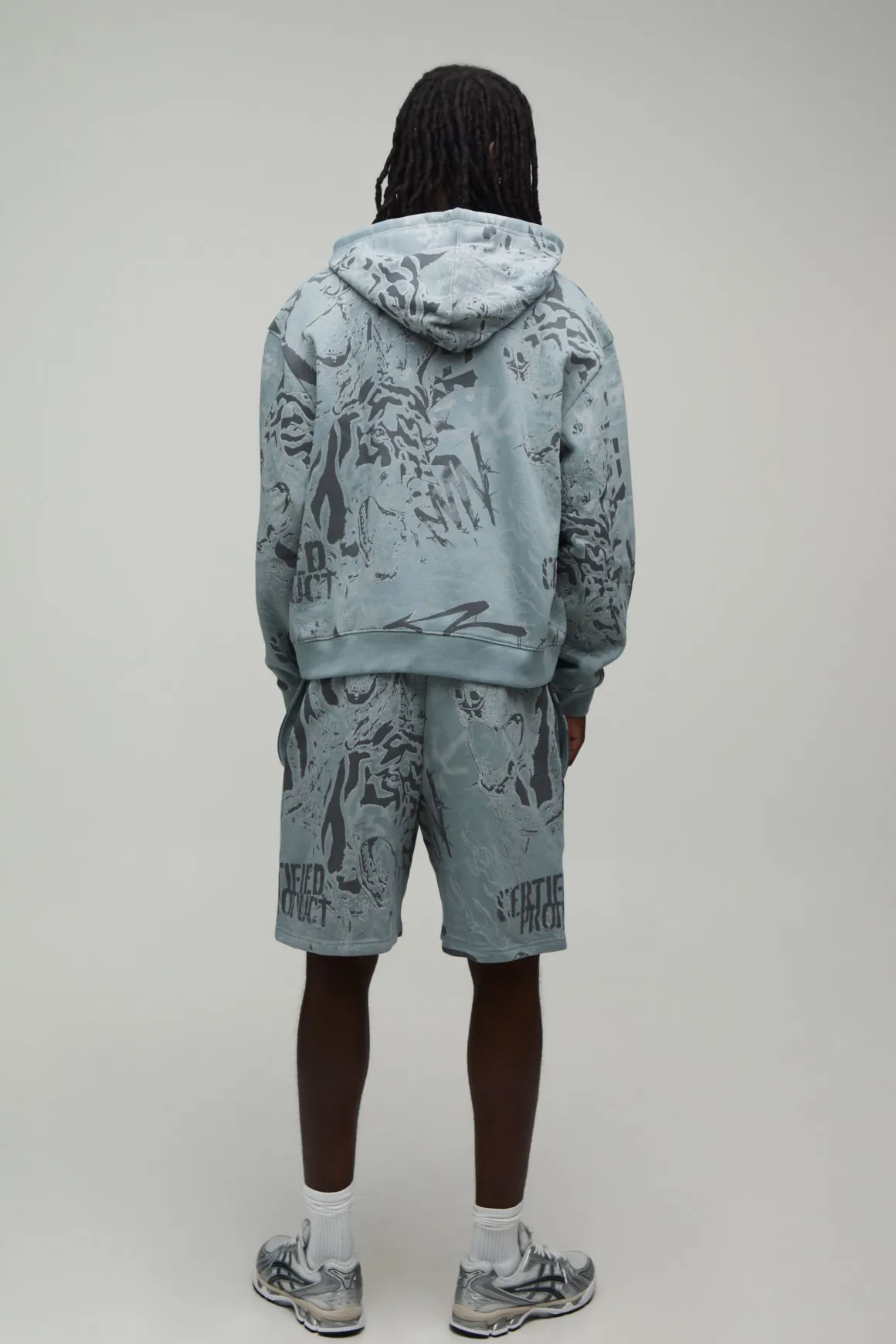 Ensemble De Survêtement Jort À Casynthétiqueche Oversize Boxy Zippé Avec Imprimé Graffiti