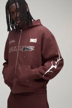 Ensemble De Survêtement Moto Oversize Boxy Avec Fermeture Éclair Et Strass