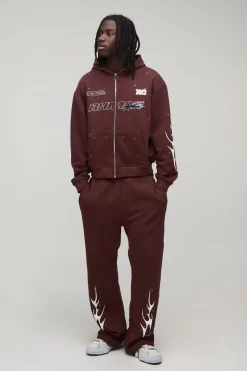 Ensemble De Survêtement Moto Oversize Boxy Avec Fermeture Éclair Et Strass