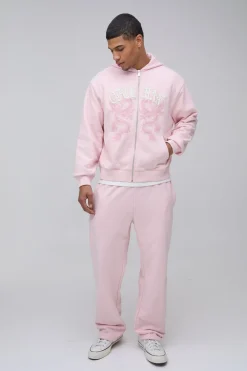 Ensemble De Survêtement Oversize Ofclman À Casynthétiqueche Avec Appliqué Dragon Et Finition Délavée