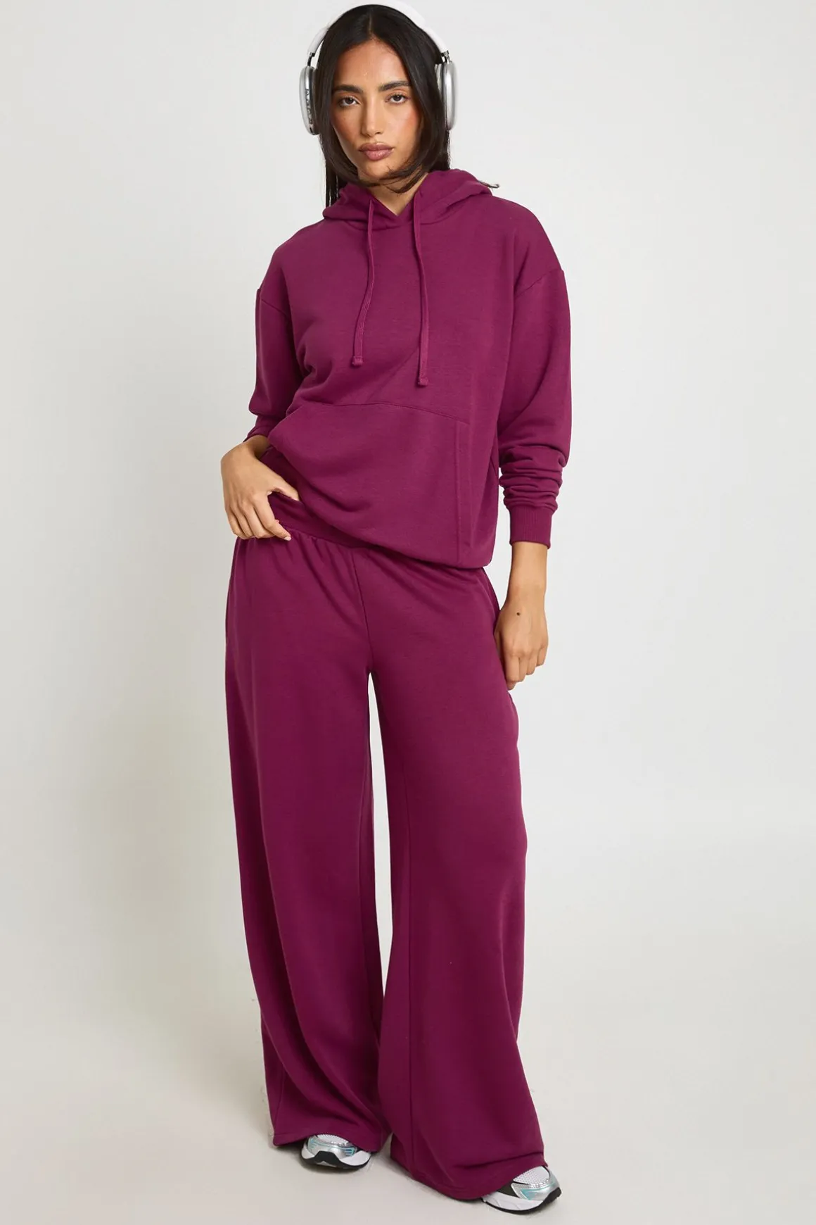 Ensemble De Survêtement Oversize Sweat À Casynthétiqueche Et Jogger En Molleton Doux Bouclette