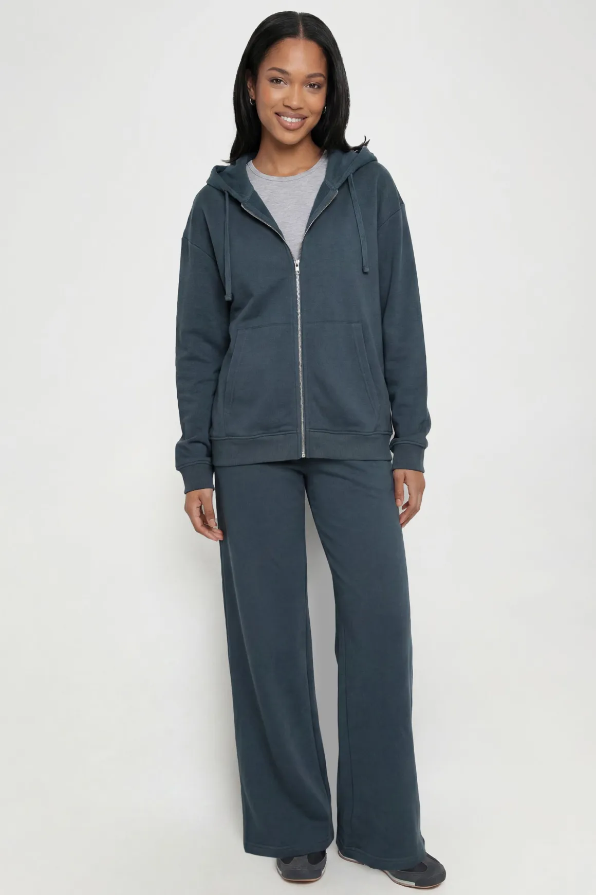Ensemble De Survêtement Oversize En Molleton Bouclette Avec Sweat À Casynthétiqueche Zippé Et Pantalon De Jogging