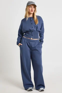 Ensemble De Survêtement Petite Taille Sweat-shirt Boutonné Taille Cintrée