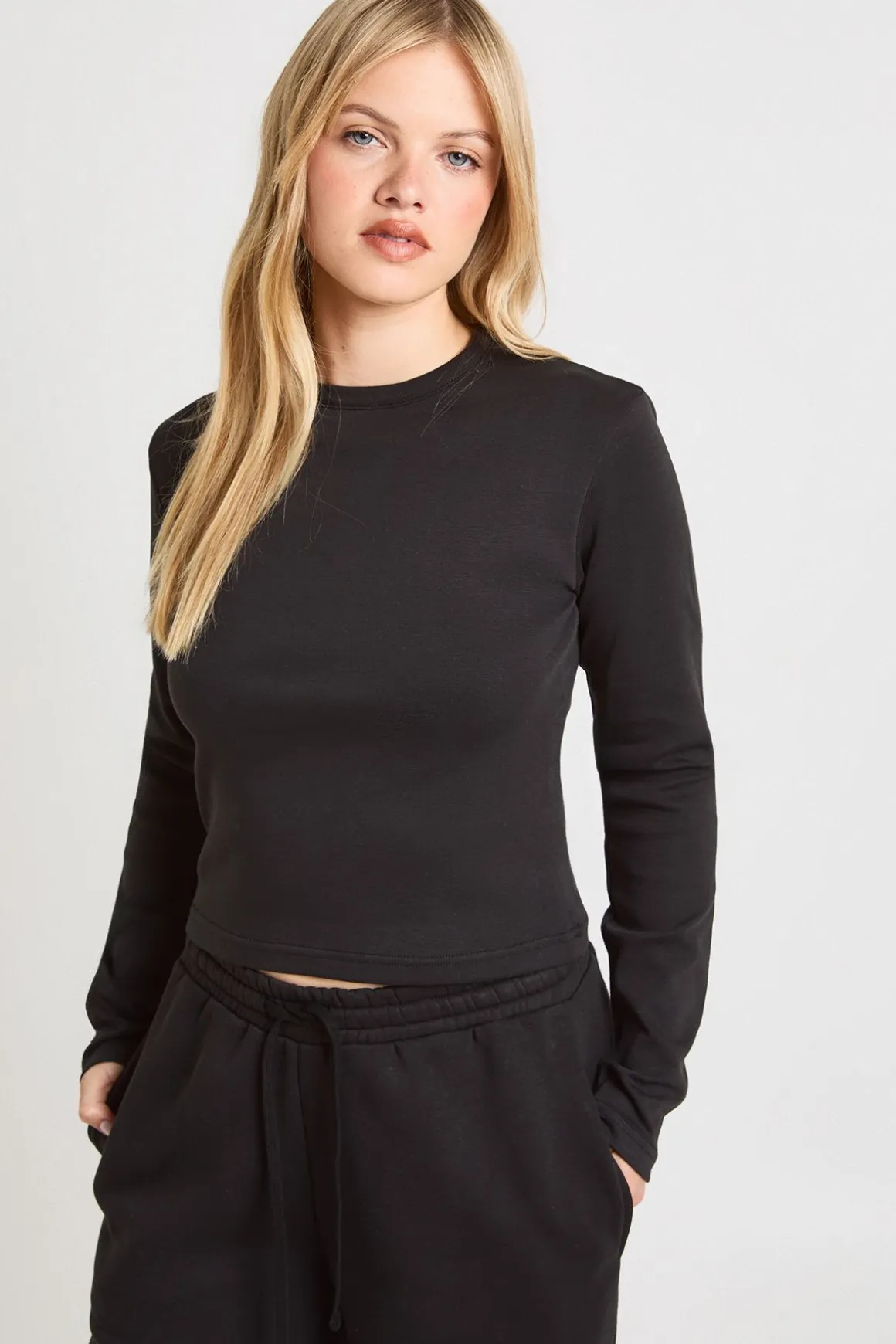 Ensemble De Survêtement Petite Avec Haut À Manches Longues Col Rond Et Pantalon Jogger Droit