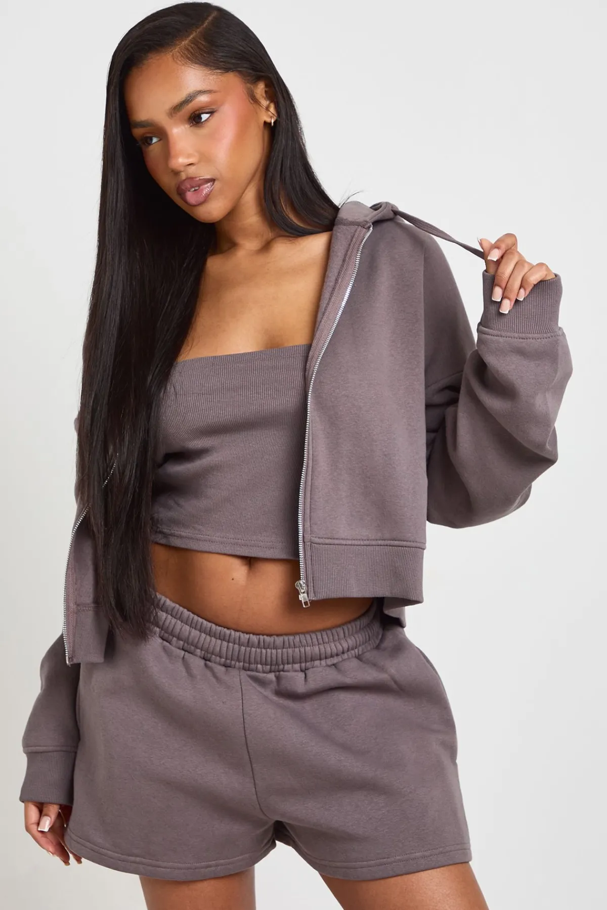 boohoo Ensemble De Survêtement 3 Pièces Bandeau À Casynthétiqueche Et Short<Femme Survêtements|Survêtements