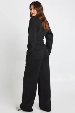 Ensemble de Survêtement Sweat Col V à Ourlet Profond et Jogging Ajusté