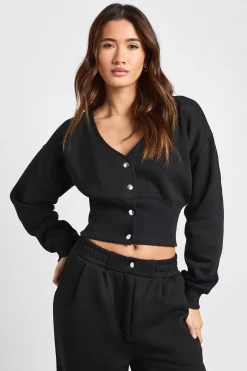 Ensemble de Survêtement Sweat Col V à Ourlet Profond et Jogging Ajusté