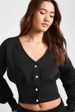 Ensemble de Survêtement Sweat Col V à Ourlet Profond et Jogging Ajusté