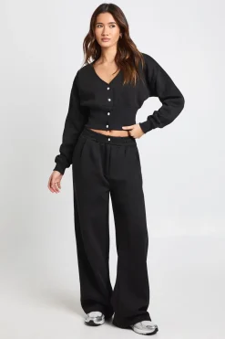 Ensemble de Survêtement Sweat Col V à Ourlet Profond et Jogging Ajusté