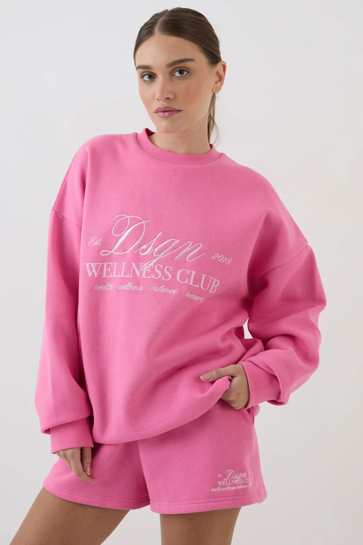 DSGN Studio Ensemble De Survêtement Sweat-shirt Oversize Et Short Wellness Club<Femme Survêtements|Survêtements