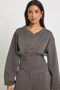 Ensemble de Survêtement Sweat Col V Taille Basse