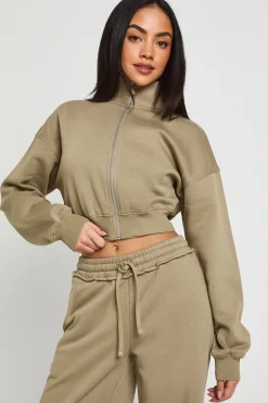 boohoo Ensemble De Survêtement Sweat-shirt Ajusté Col Cheminée Et Jogging Jambes Droites<Femme Survêtements|Survêtements