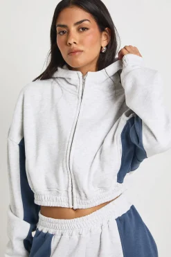 boohoo Ensemble De Survêtement Sweat À Casynthétiqueche Zippé À Empiècements Contrastés Et Pantalon Jogger Large<Femme Survêtements|Survêtements