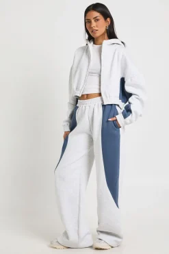 boohoo Ensemble De Survêtement Sweat À Casynthétiqueche Zippé À Empiècements Contrastés Et Pantalon Jogger Large<Femme Survêtements|Survêtements