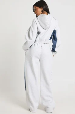 boohoo Ensemble De Survêtement Sweat À Casynthétiqueche Zippé À Empiècements Contrastés Et Pantalon Jogger Large<Femme Survêtements|Survêtements