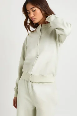 Ensemble de Survêtement Sweat Bomber à Pressions Délavé Jambes Évasées