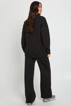 Ensemble De Survêtement Sweat-shirt À Col Détaillé Et Pantalon Large Pour Grande Taille