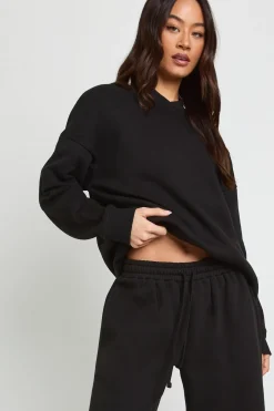 Ensemble De Survêtement Sweat-shirt À Col Détaillé Et Pantalon Large Pour Grande Taille