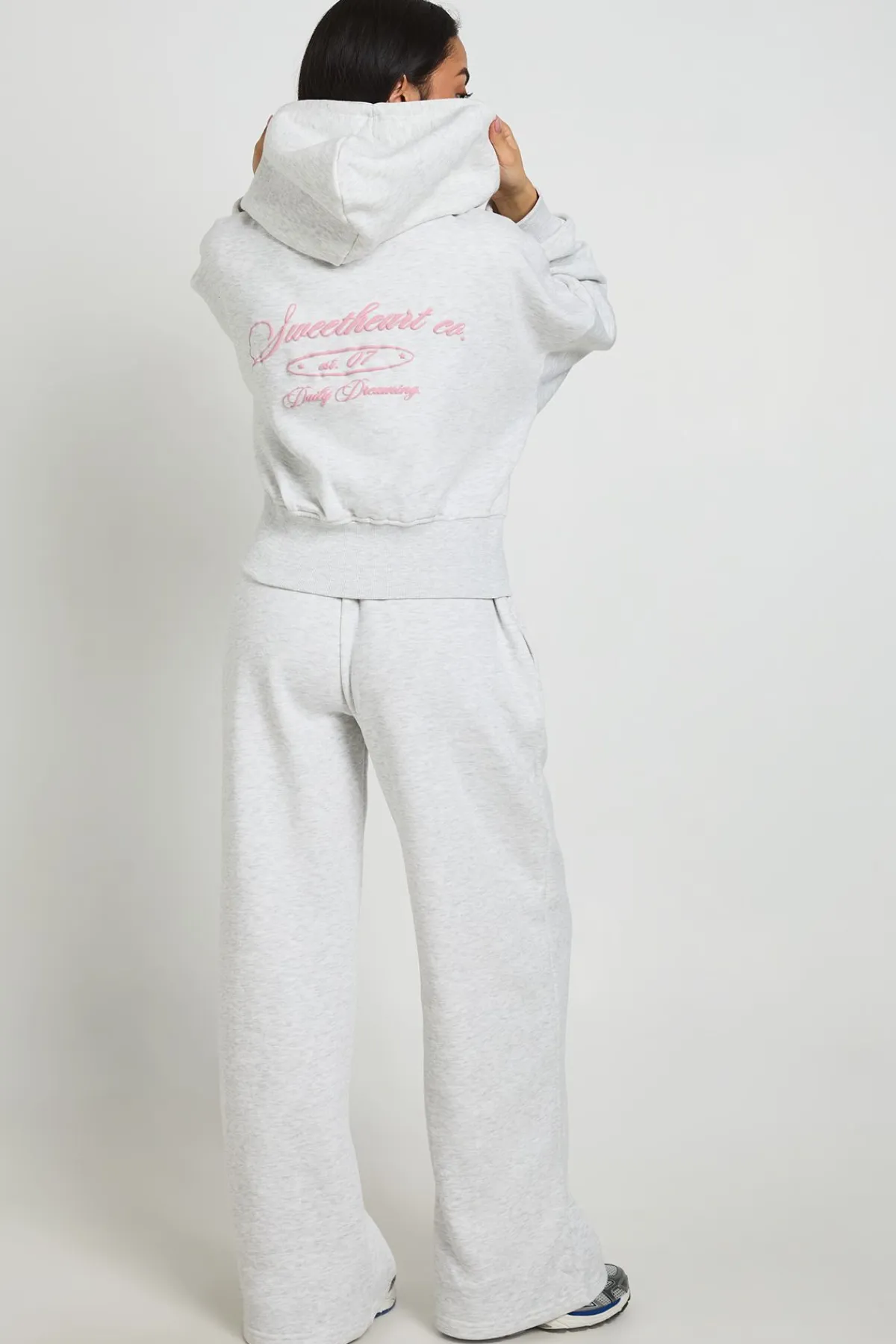 boohoo Ensemble De Survêtement Sweat À Casynthétiqueche Ajusté Zippé Et Jogger Imprimé Cœurs<Femme Survêtements|Survêtements