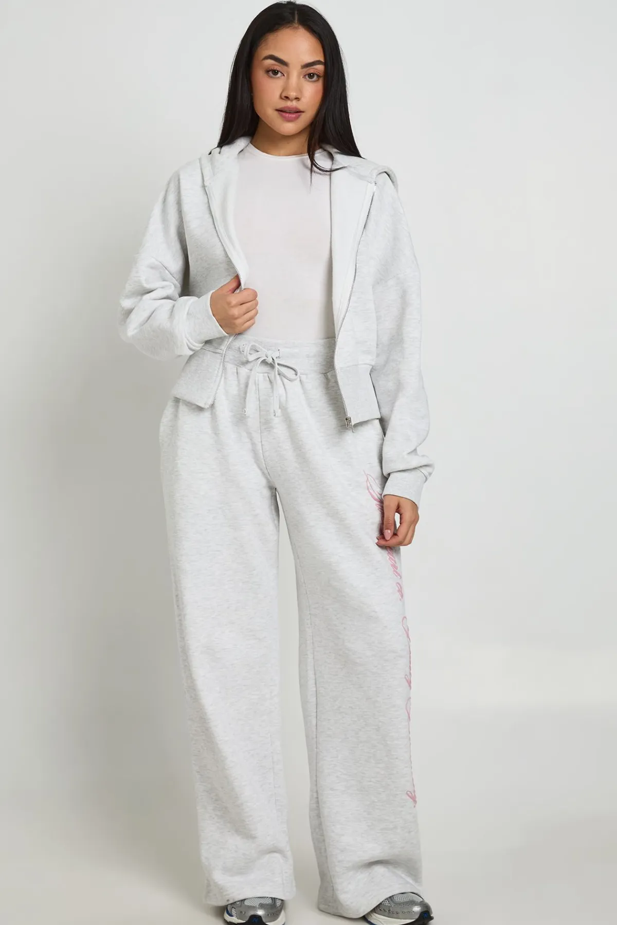 boohoo Ensemble De Survêtement Sweat À Casynthétiqueche Ajusté Zippé Et Jogger Imprimé Cœurs<Femme Survêtements|Survêtements