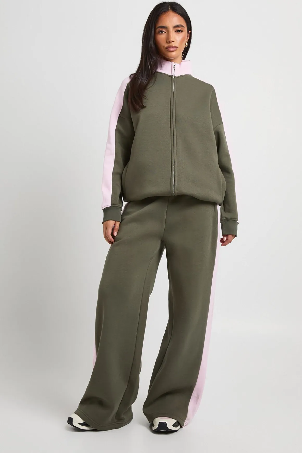 Ensemble De Survêtement Sweat Col Montant Et Pantalon Jogger À Bandes Contrastées