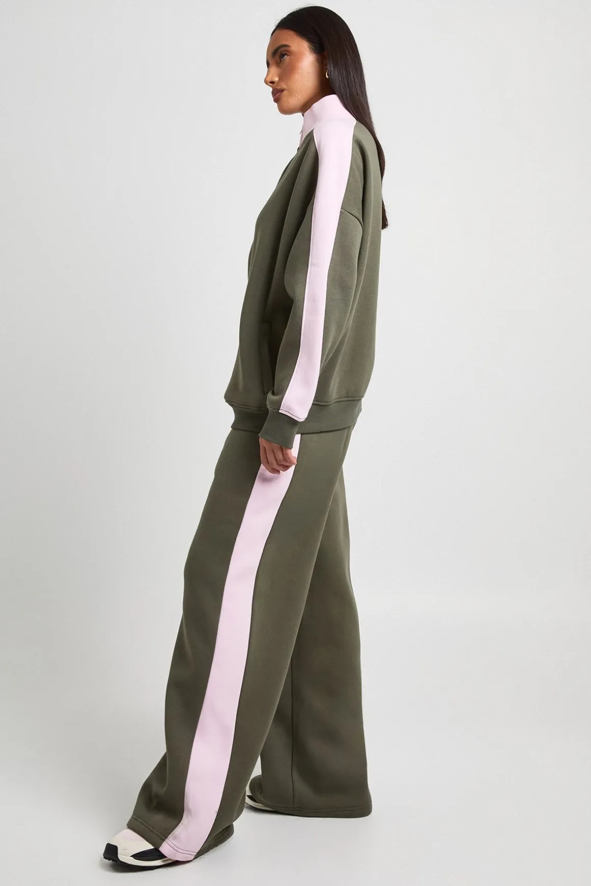 Ensemble De Survêtement Sweat Col Montant Et Pantalon Jogger À Bandes Contrastées