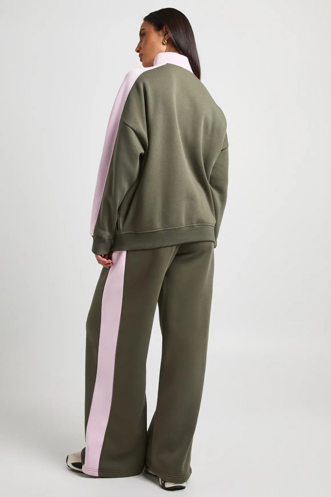 Ensemble De Survêtement Sweat Col Montant Et Pantalon Jogger À Bandes Contrastées