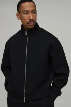 boohooMAN Ensemble De Survêtement Sweat Scuba Oversize Col Montant Zippé Et Pantalon Droit<Homme Survêtements