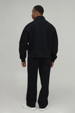 boohooMAN Ensemble De Survêtement Sweat Scuba Oversize Col Montant Zippé Et Pantalon Droit<Homme Survêtements