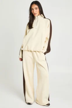 Ensemble De Survêtement Sweat À Demi-zip Et Jogger À Bandes Contrastées