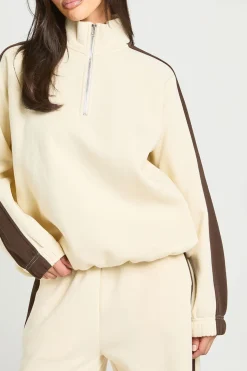 Ensemble De Survêtement Sweat À Demi-zip Et Jogger À Bandes Contrastées