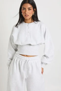 boohoo Ensemble de Survêtement Sweat Henley à Ourlet Profond<Femme Survêtements|Survêtements