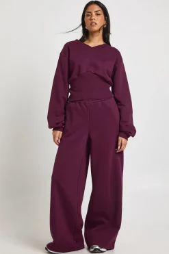 Ensemble de Survêtement Sweat à Col V Taille Basse