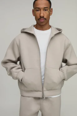 boohooMAN Ensemble De Survêtement Sweat À Casynthétiqueche Scuba Oversize Boxy Zippé Et Pantalon Droit<Homme Survêtements