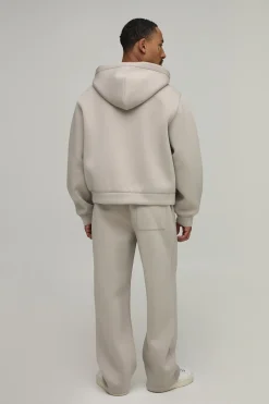 boohooMAN Ensemble De Survêtement Sweat À Casynthétiqueche Scuba Oversize Boxy Zippé Et Pantalon Droit<Homme Survêtements