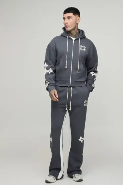 Ensemble De Survêtement Tall À Casynthétiqueche Zippée Raccourcie Avec Jambes Évasées À Gousset