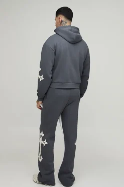 Ensemble De Survêtement Tall À Casynthétiqueche Zippée Raccourcie Avec Jambes Évasées À Gousset