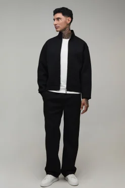 boohooMAN Ensemble De Survêtement Tall Sweat Scuba Oversize Ample Col Cheminée Zippé Et Pantalon Droit<Homme Tout Afficher|Survêtements
