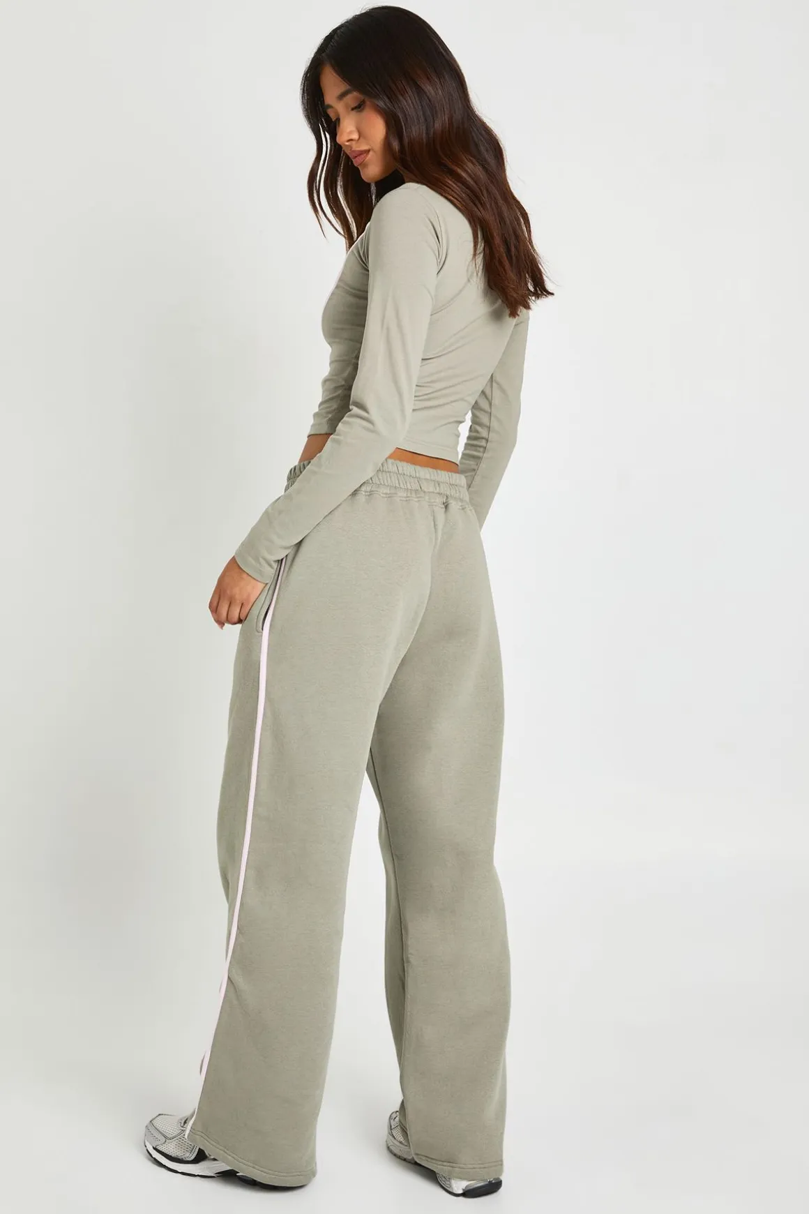 Ensemble De Survêtement T-shirt À Manches Longues Avec Détails De Passepoil Et Jogger À Jambe Droite